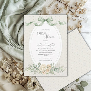 Elegante Salbeigrüne Florale Vintage Brautparty Einladung