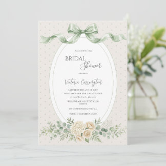 Elegante Salbeigrüne Florale Vintage Brautparty Einladung