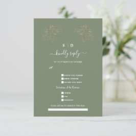 Elegante Salbeigrüne Gold Songrequest-Hochzeit  RSVP Karte