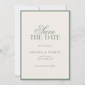 Elegante Salbeigrüne Hochzeit im Old-Money-Stil Save The Date (Vorderseite)