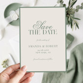 Elegante Salbeigrüne Hochzeit im Old-Money-Stil Save The Date