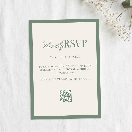 Elegante Salbeigrüne Hochzeit RSVP Karte