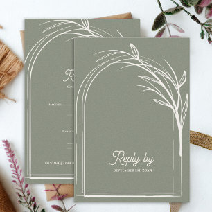 Elegante Salbeigrüne Hochzeitsantwort mit QR-Code RSVP Karte