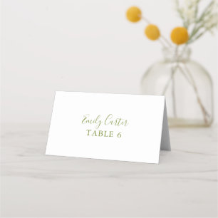 Elegante Salbeigrüne Hochzeitsplatzkarte Platzkarte