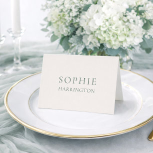 Elegante Salbeigrüne Hochzeitsplatzkarte Tischnummer