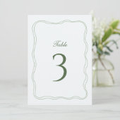 Elegante Salbeigrüne Hochzeitstischnummer Einladung (Stehend Vorderseite)