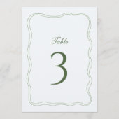 Elegante Salbeigrüne Hochzeitstischnummer Einladung (Vorderseite)