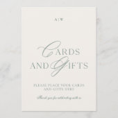 Elegante Salbeigrüne Karten und Geschenke Hochzeit (Vorderseite)