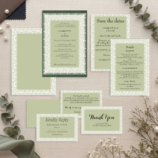 Elegante Salbeigrüne Lasur Hochzeitseinladung Einladung