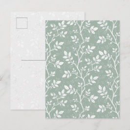 Elegante Salbeigrüne Minimale Botanische Kunst Pos Feiertagspostkarte