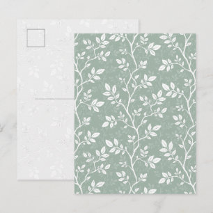 Elegante Salbeigrüne Minimale Botanische Kunst Pos Feiertagspostkarte