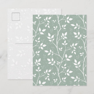 Elegante Salbeigrüne Minimale Botanische Kunst Pos Feiertagspostkarte
