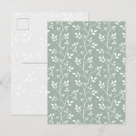 Elegante Salbeigrüne Minimalistische Botanische Zw Feiertagspostkarte