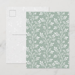 Elegante Salbeigrüne Minimalistische Botanische Zw Feiertagspostkarte