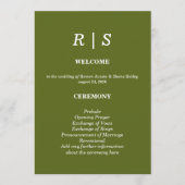 Elegante Salbeigrüne Monogramm-Hochzeitsprogrammka Programm (Vorderseite)