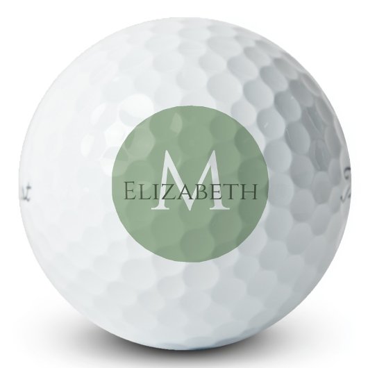 Elegante Salbeigrüne Monogramm Personalisierte Kla Golfball