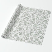 Elegante Salbeigrüne Rosenblüten Geschenkpapier (Ungerollt)