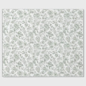 Elegante Salbeigrüne Rosenblüten Geschenkpapier (Flach)