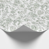 Elegante Salbeigrüne Rosenblüten Geschenkpapier (Ecke)