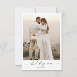 Elegante Salbeigrüne Schleife Monogramm Foto Hochz Dankeskarte