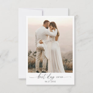 Elegante Salbeigrüne Schleife Monogramm Foto Hochz Dankeskarte