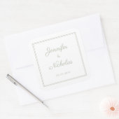 Elegante Salbeigrüne Schrift Hochzeit Quadratischer Aufkleber (Umschlag)