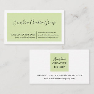 Elegante Salbeigrüne Schriftart Professional Visitenkarte