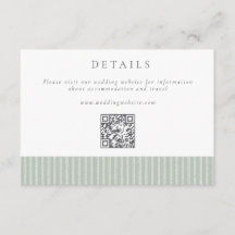 Elegante Salbeigrüne Streifen QR-Code Hochzeitsdet