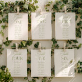 Elegante Salbeigrüne und Weiße Hochzeitstisch-Numm Einladung