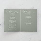 Elegante Salbeigrüne Unterschriften-Schrift Hochze Programm (Innenseite)