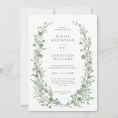Elegante Salbeigrüne Vintage-Foto-QR-Code-Hochzeit Einladung (Vorderseite)