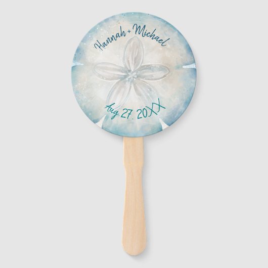 Elegante Sand Dollar Muschel Blue Aquamarin Beach Fächer (Vorderseite)