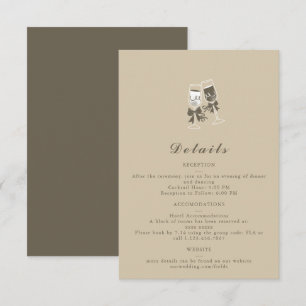 Elegante Sand Green Wedding Details Card RSVP Karte
