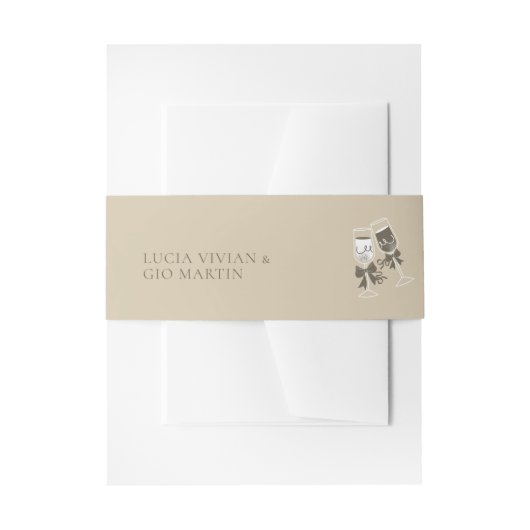 Elegante Sand Green Wedding Einladungsbanderole (Vorderseite Beispiel)