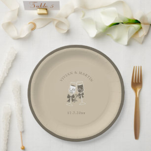 Elegante Sand Green Wedding Pappteller