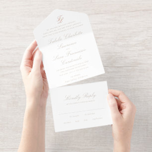 Elegante Sandy Neutrale Traditionelle Hochzeit All-in-One-Einladung