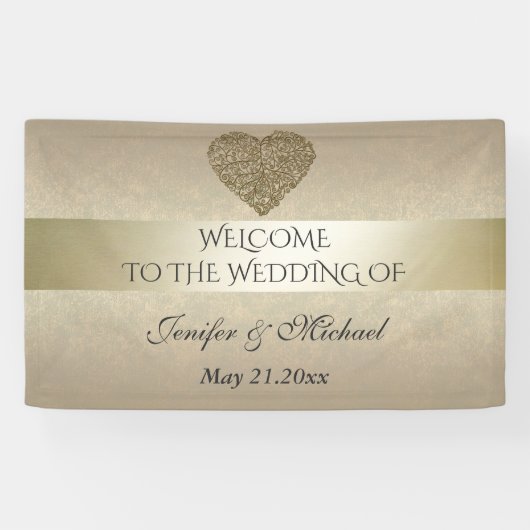 Elegante, sanfte abstrakte Herzhochzeit Banner (Horizontal)