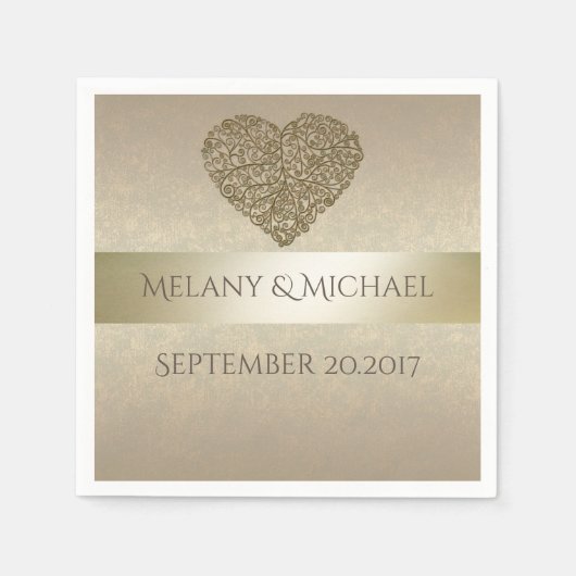 Elegante, sanfte abstrakte Herzhochzeit Serviette (Vorderseite)