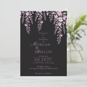 Elegante sanfte Blush-Lavendel-Blumen-Hochzeit Sch Einladung