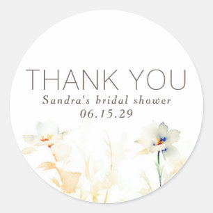 Elegante sanfte erdige Herbsttöne Blumen Danke Runder Aufkleber