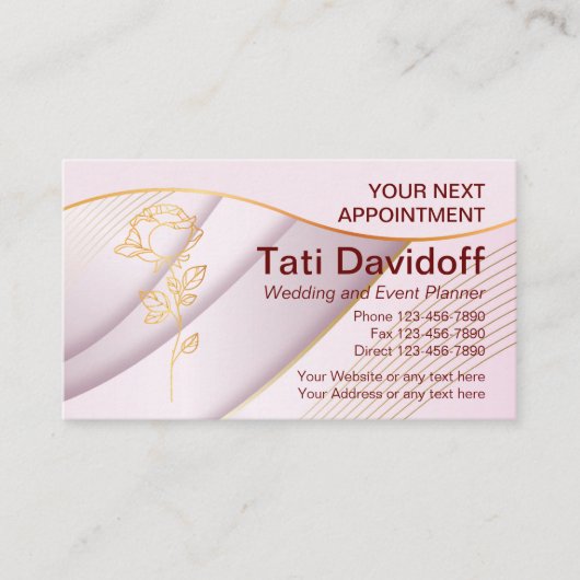 Elegante sanfte Farben Rosa Gold Terminierungskart Terminkarte (Vorderseite)
