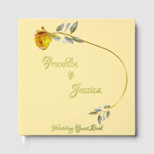 Elegante sanfte Friedensrose grün & gold oval Hoch Gästebuch