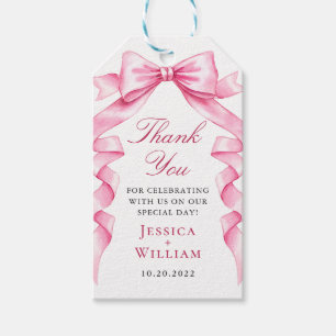 Elegante sanfte, rosa Hand gezeichnete Bow Ribbon  Geschenkanhänger
