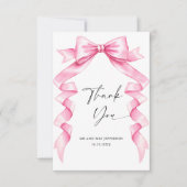 Elegante, sanfte, rosa, handgezeichnete Bow-Hochze Dankeskarte (Vorderseite)
