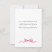 Elegante, sanfte, rosa, handgezeichnete Bow-Hochze Dankeskarte (Rückseite)