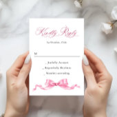 Elegante, sanfte, rosa, handgezeichnete Bow-Hochze RSVP Karte