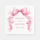 Elegante, sanfte, rosa, handgezeichnete Bow-Hochze Serviette (Vorderseite)