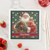 Elegante Santa Claus Watercolor Weihnachten Napkin Serviette (Beispiel)