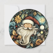 Elegante Santa individuell gestaltbare Runde Feiertagskarte (Vorderseite)