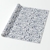 Elegante Saphirblaue Botanik Geschenkpapier (Ungerollt)
